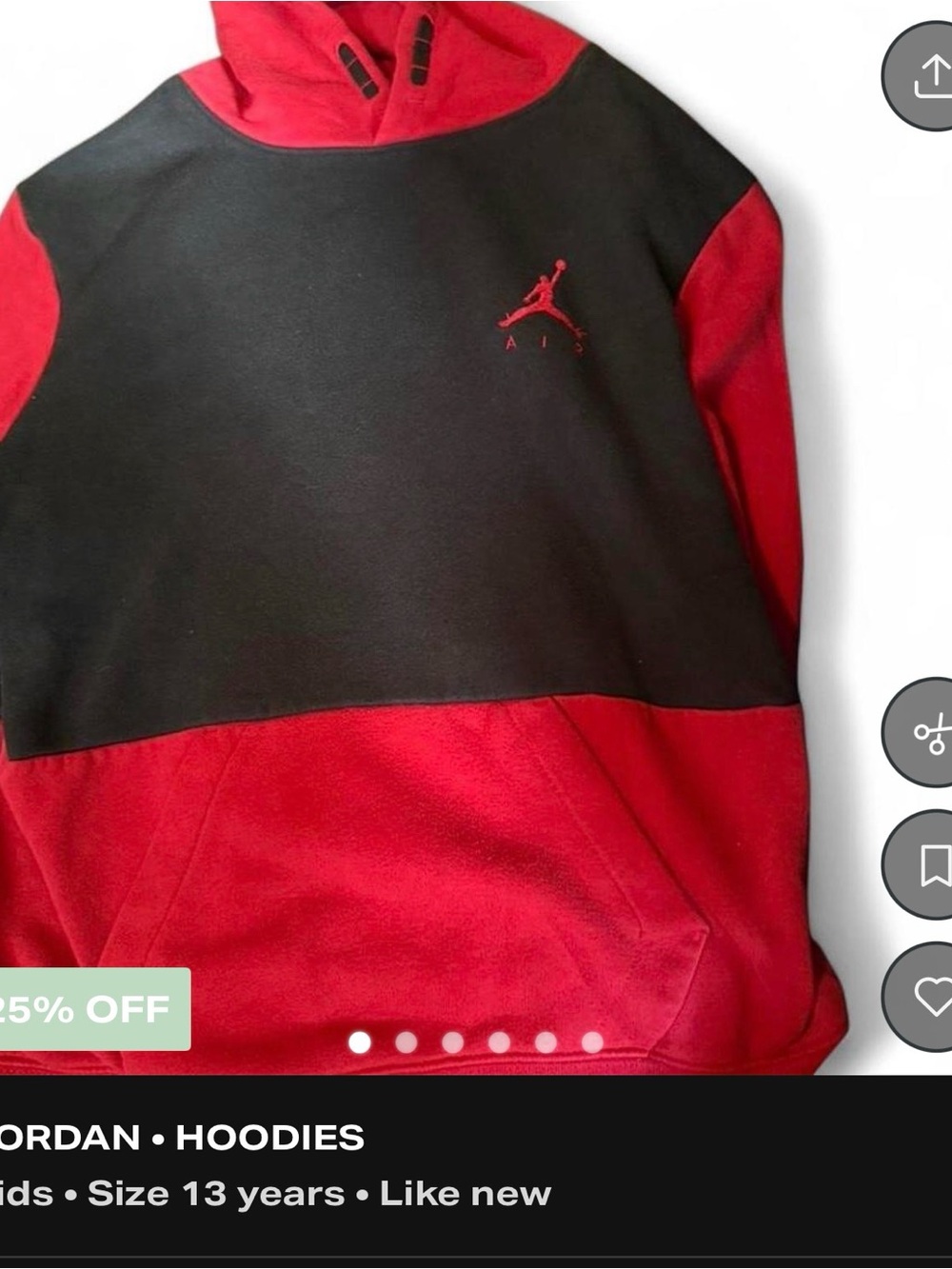 Nike Jordan Red and Black Colorblock Pullover Hoodie